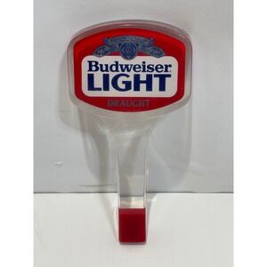 Budweiser Light Beer Tap Handle Unisex Clear Red Draught Acrylic Vintage Bar
